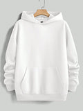 White Men Solid Drop Shoulder Hoodie
