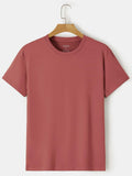 Red Solid Drop Shoulder Tee