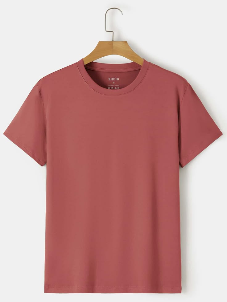 Red Solid Drop Shoulder Tee