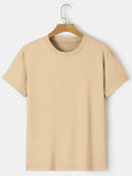 Beige Solid Drop Shoulder Tee