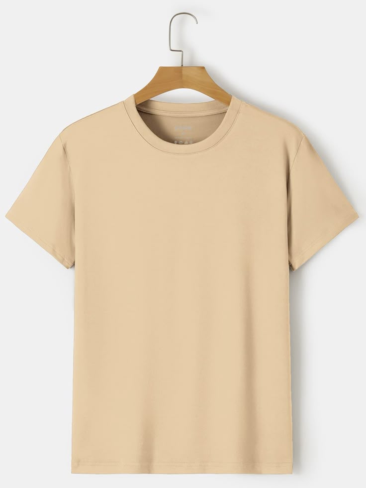 Beige Solid Drop Shoulder Tee