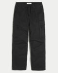 Black BAGGY PULL-ON CARGO PANTS