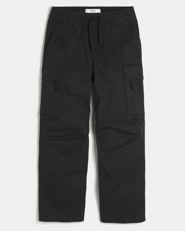 Black BAGGY PULL-ON CARGO PANTS