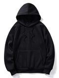 Black Men Solid Drop Shoulder Hoodie