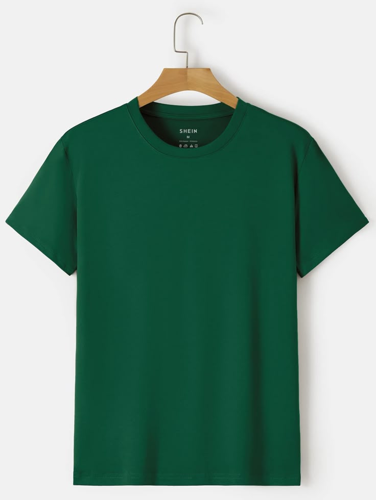 Green Solid Drop Shoulder Tee