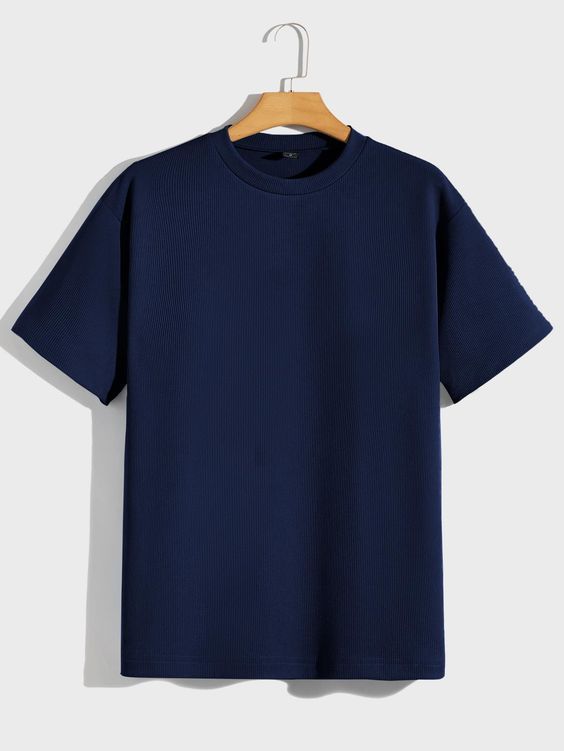 Blue Solid Drop Shoulder Tee