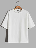 White Solid Drop Shoulder Tee