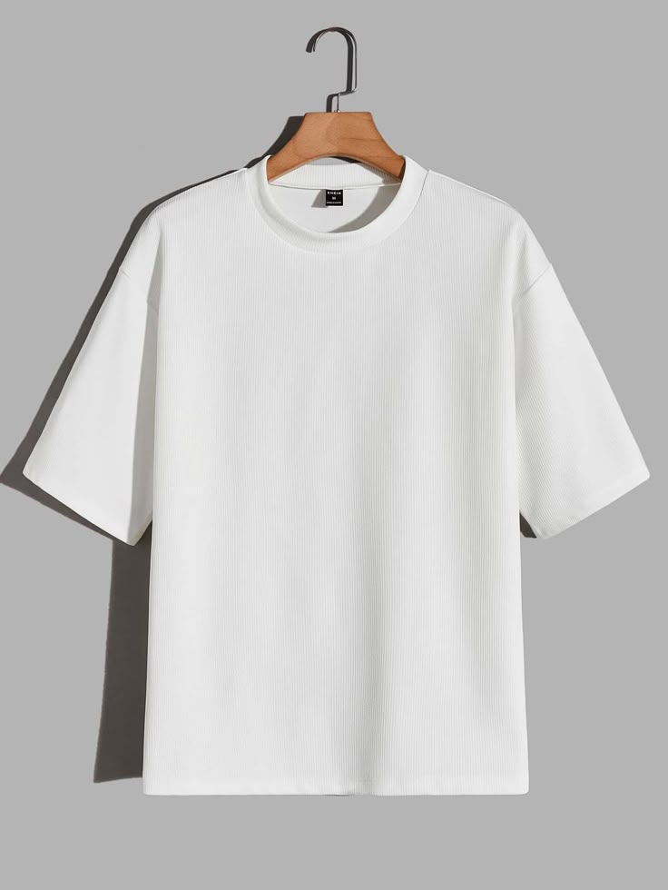 White Solid Drop Shoulder Tee