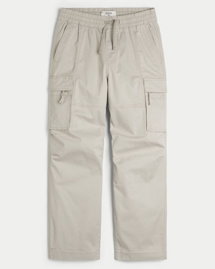 Beige BAGGY PULL-ON CARGO PANTS
