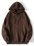 Brown Men Solid Drop Shoulder Hoodie