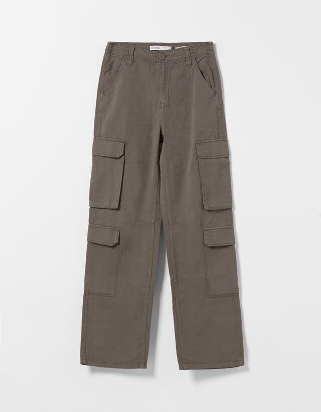 Brown BAGGY PULL-ON CARGO PANTS